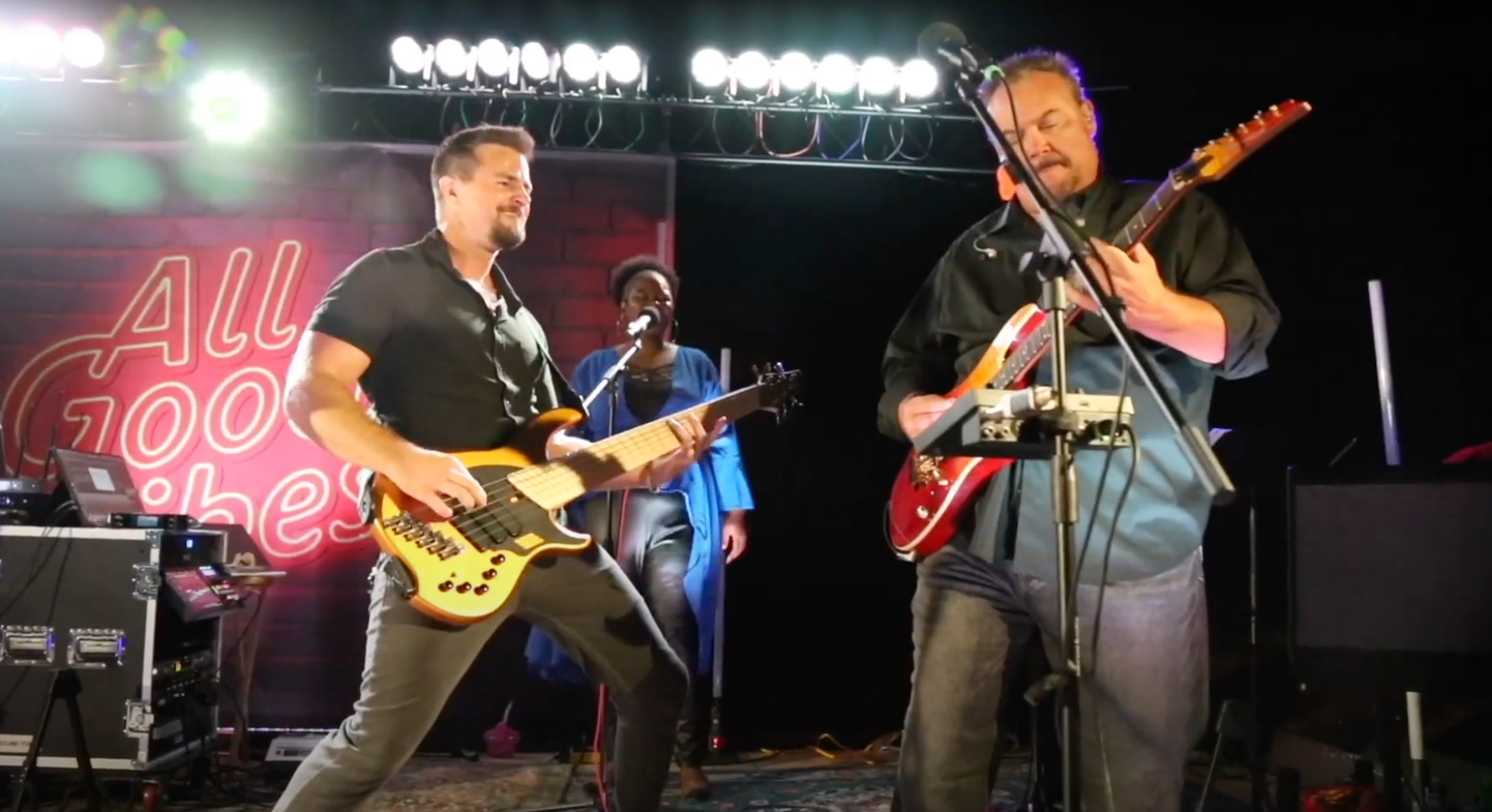 Dustin and Russell performing together with All Good Vibes