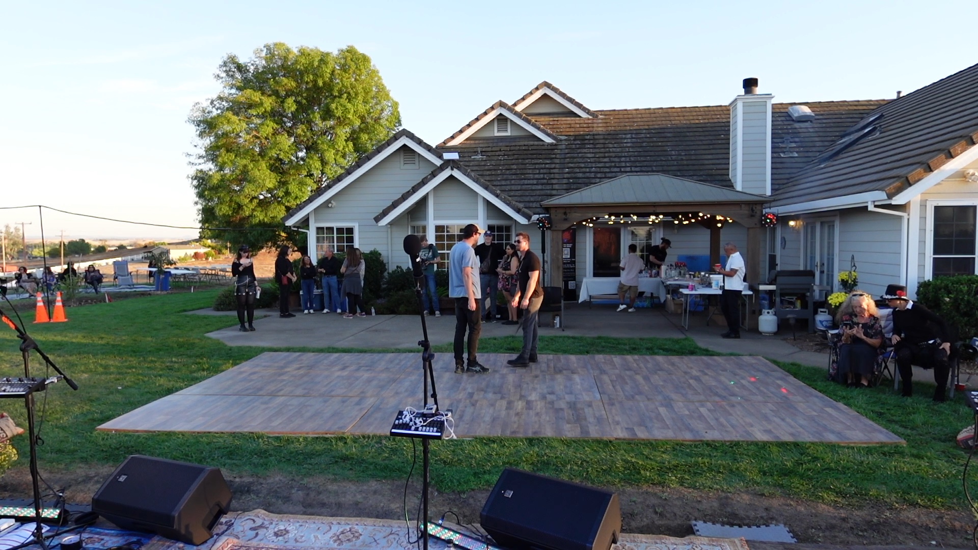 House, patio, dance floor and stage before guests arrive